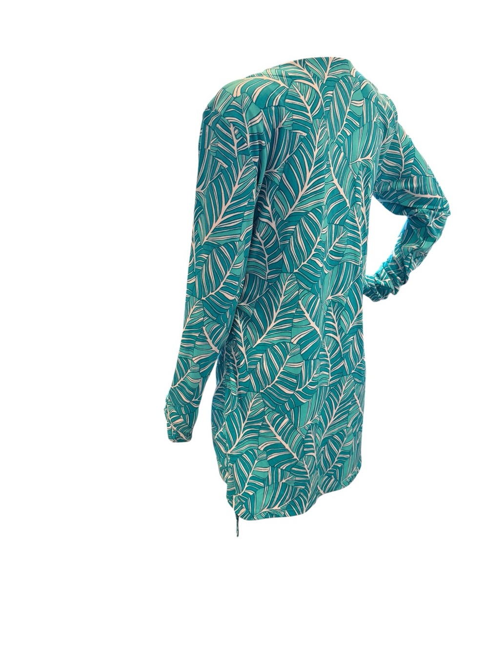 Coolibar Hokulani Blue Leaf Print Swim Shirt Coverup Dress UpF 50+ Size Medium - Picture 4 of 8
